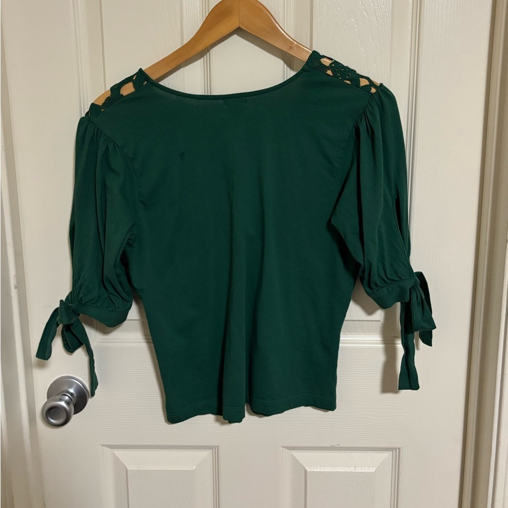 Anthropologie Tiny Ophelia Embroidered Top | Emerald Green | Size XS | EUC - Picture 10 of 10